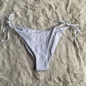 L*Space White Ribbed Texture Lennox Bikini Bottom Medium